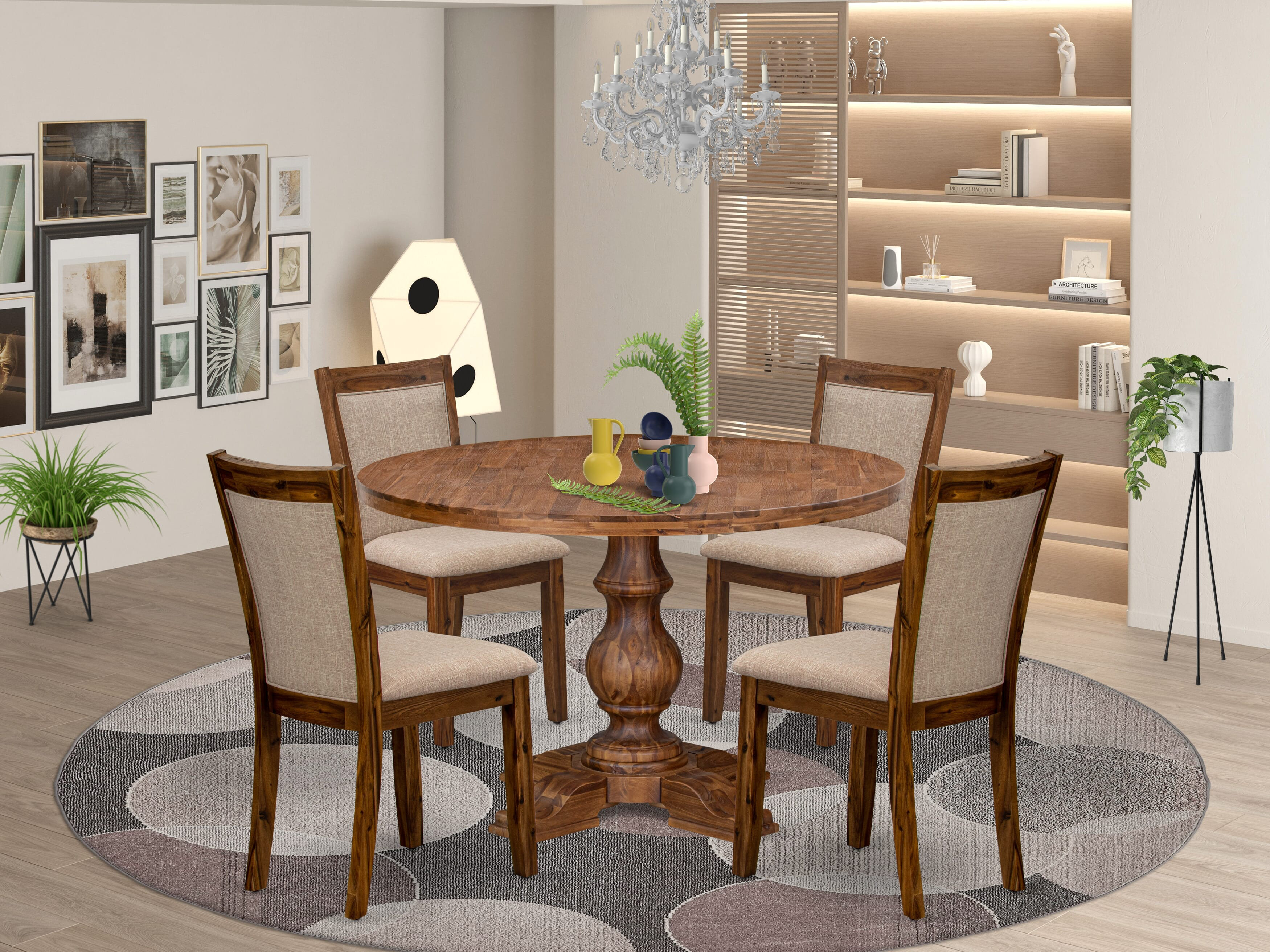 Red Barrel Studio 5-Pc Dining Set Includes a Pedestal Dining Table and ...