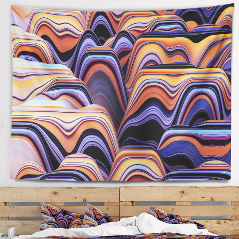 Tapisserie de texture abstraite abstrait montagnes 3D, H 78 po x l 92 po