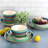 Service de table 12 pièces en grès multicolore vert