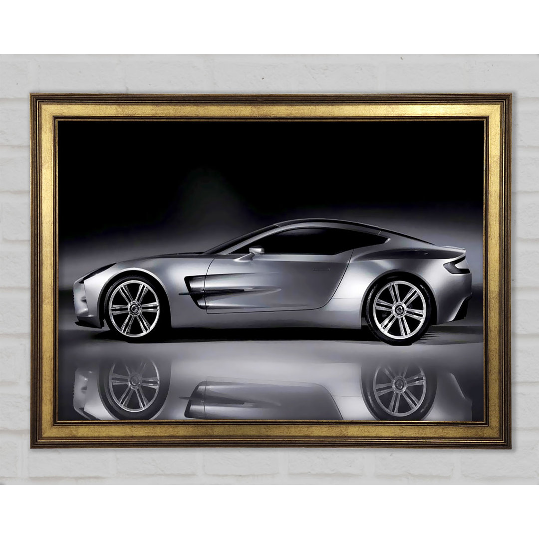 Aston Martin DB9 Silver Side Profile - Einzelner Bilderrahmen Kunstdrucke