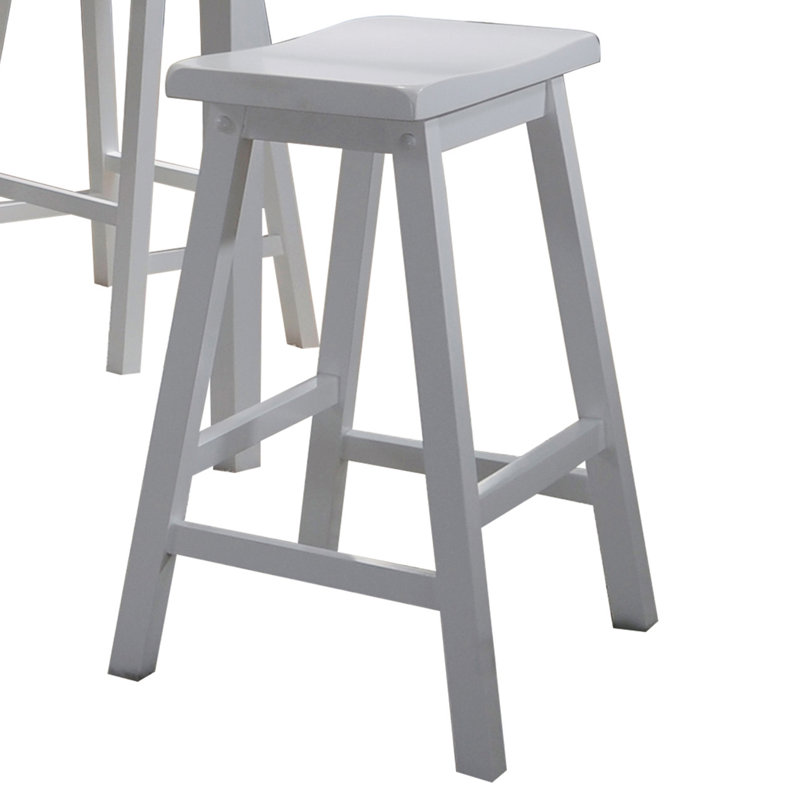 5-Piece Counter Height Set With Saddle Stools, White, White