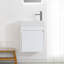 Ensemble de meuble-lavabo simple blanc avec lavabo simple, ensemble d'armoires de rangement à 1 porte, montage flottant, grain droit blanc-1951034487