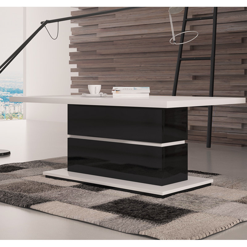 Despain Pedestal Coffee Table, High-gloss white/Black