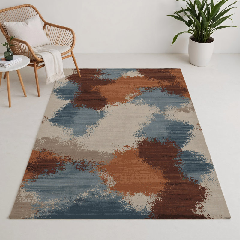 Tapis intérieur et extérieur gris Watercolor, Rectangle 5 pi x 7 pi