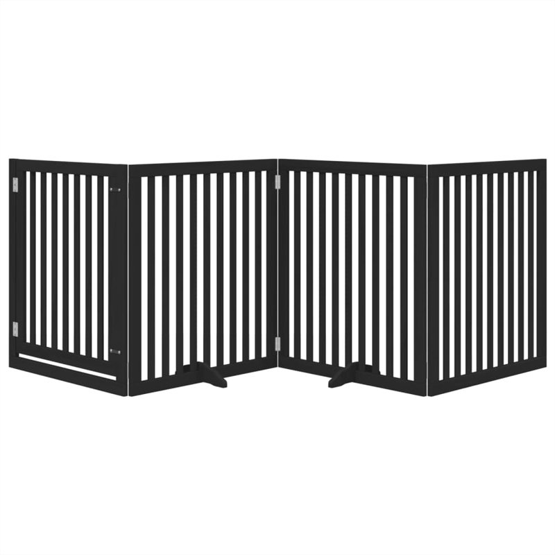 Archie & Oscar Dog Gate With Door Foldable 4 Panels 320 Cm Poplar Wood, 90cm H x 320cm W x 2cm D, Black