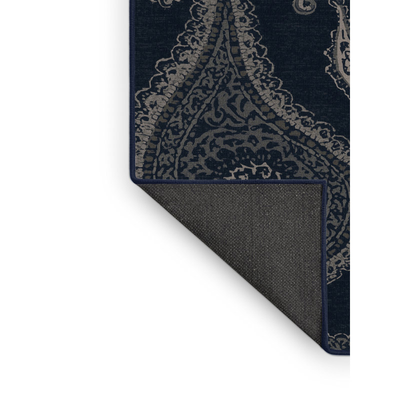 Tapis gris doux et moelleux à motif cachemire traditionnel Teterboro, 5 x 7