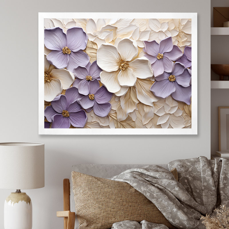 Violet et blanc, minimalisme, violettes - Violettes, impression sur toile, H 16 po x l 32 po, Cadre photo unique, White