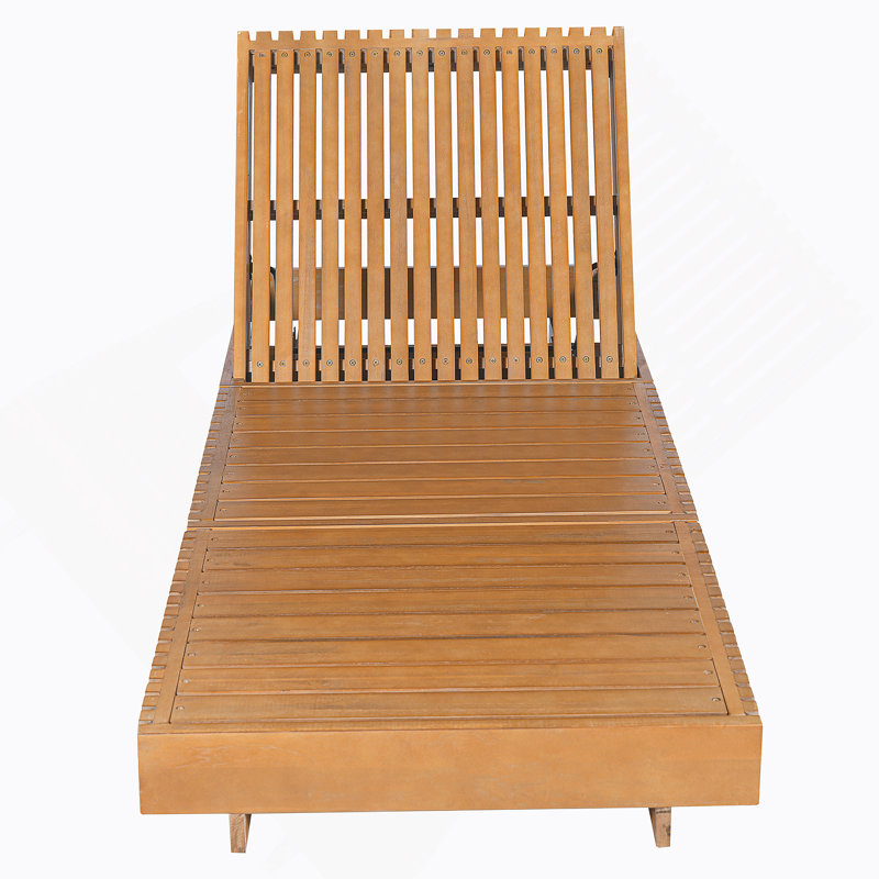 Chaise longue d'extérieur avec dossier réglable à 6 positions, bois d'acacia massif, couleur cuivre teck