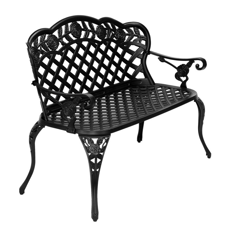 Banc de parc en aluminium coulé Arielah, Noir