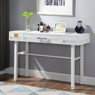 Metal Vanity Desk With One Drawer, White