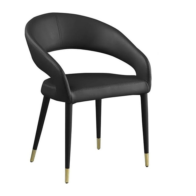 Pattes de chaise de salle à manger en similicuir moderne avec embouts décoratifs, Noir