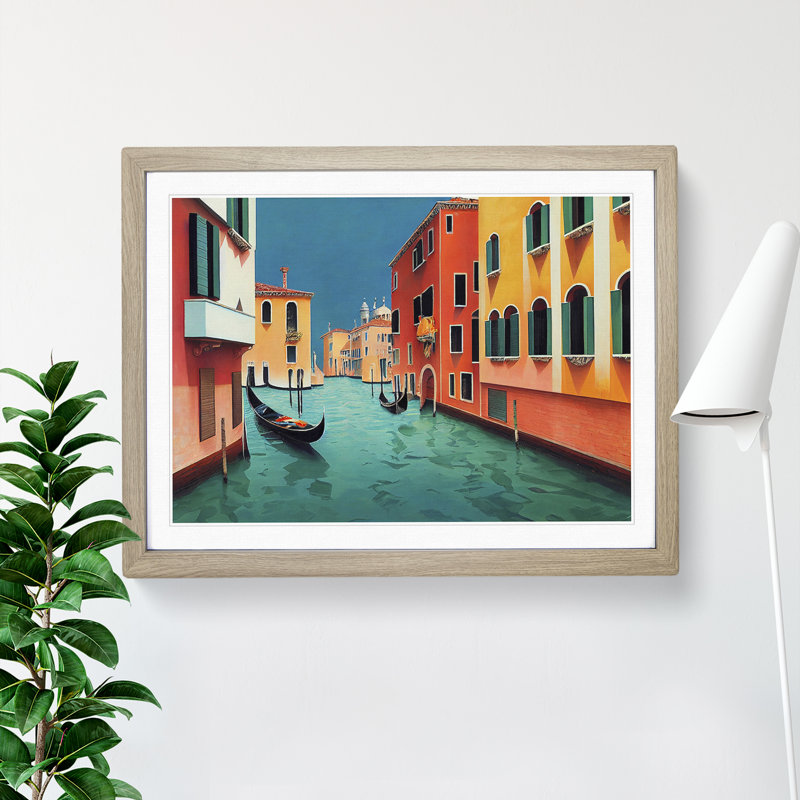 Modern Venice Canal Vol.2 - Framed Print, 25cm H x 34cm W x 2cm D, Oak Framed