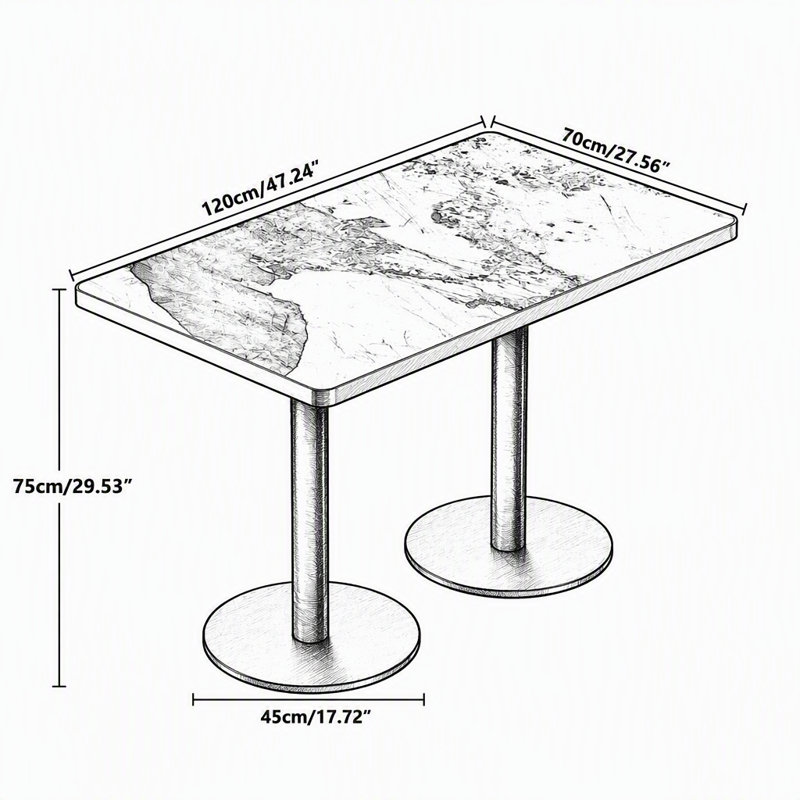 Table de salle à manger rectangulaire 47,24 po Tulip