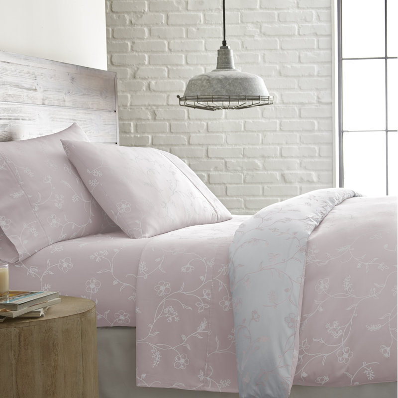 Ensemble de draps Southbest Sweet Liners Sweetbrier, Ensemble de draps pour très grand lit + drap-hous, Pastel Pink/White