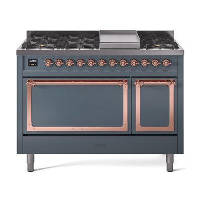 ILVE Nostalgie II Noblesse 48 in Dual Fuel Range, 8 Burner, Griddle