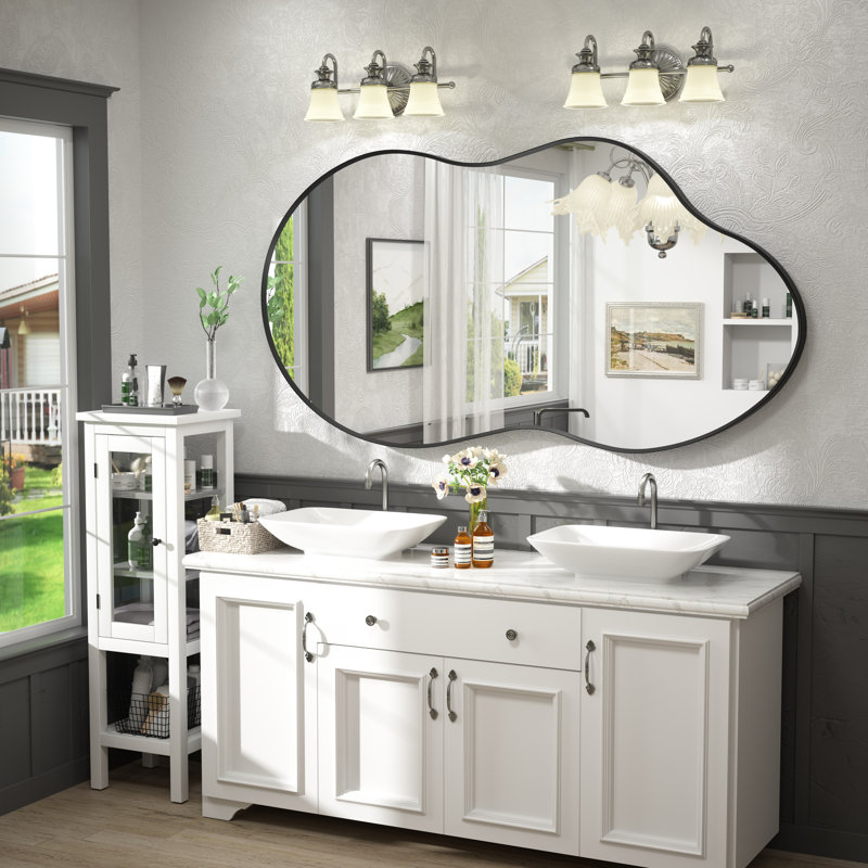 Miroir mural Amara, 60 po x 32 po, Noir mat