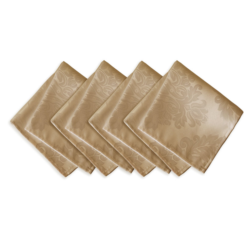 Burchfield 100% Polyester Damask Square Napkin, Beige