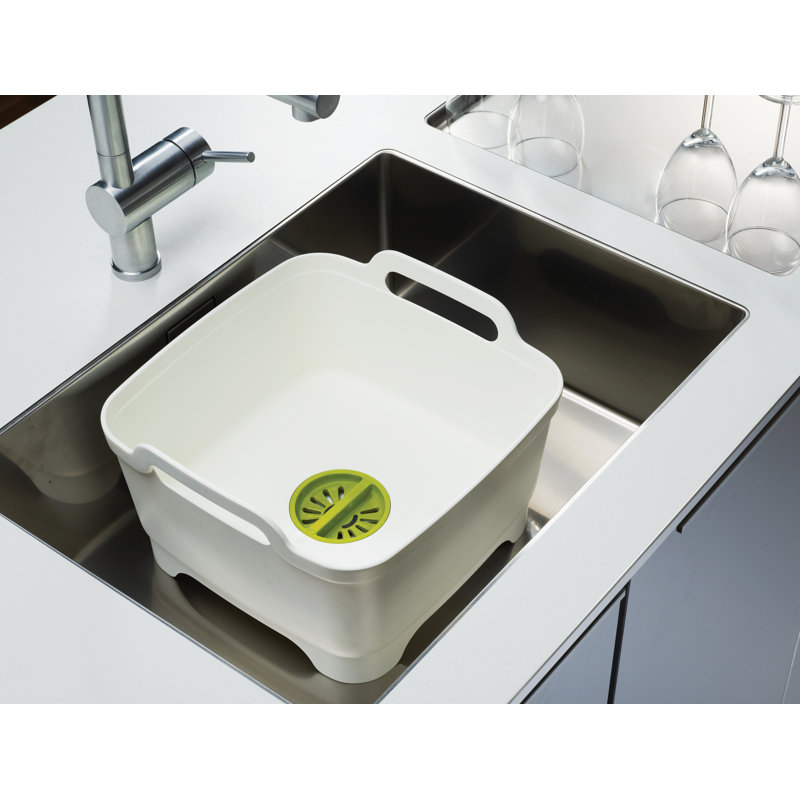 Wash & Drain Basin with Carry Handles, White