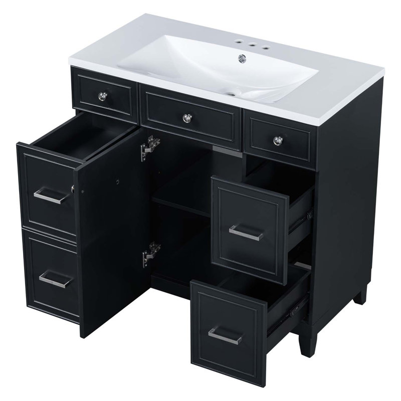 Ensemble de meuble-lavabo avec lavabo 36 po, lavabo simple, meuble-lavabo avec porte à fermeture douce et tiroir 36 po