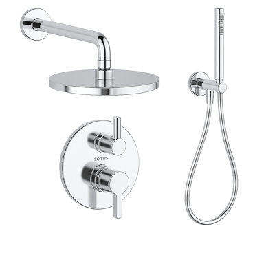 Brera Thermostatic Shower System with 2-Way Diverter, 8-Inch Rain Shower Head and Wall Mounted Hand Shower, Valve Included