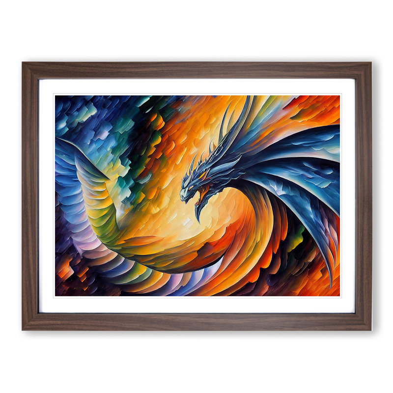 XH1022-2772X Dragon Art Vol.2 - Single Picture Frame Print, Walnut Framed, 46cm H x 64cm W x 2cm D