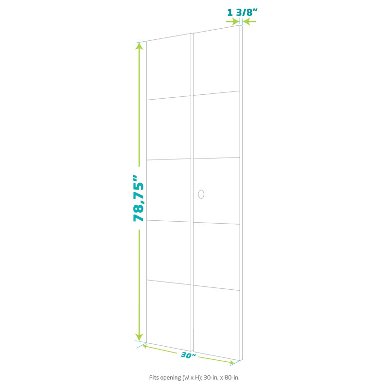 30" x 80" White Frosted Glass Shaker Bi-Fold Door