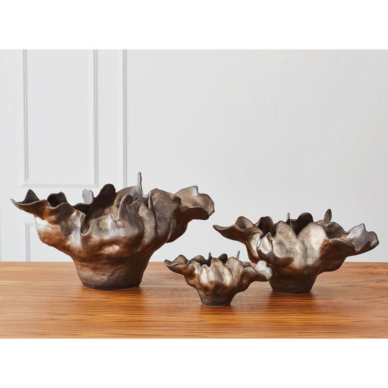 Meteor Decorative Bowl, Medium (10.5'' H x 22'' W x 12'' D), Bronze