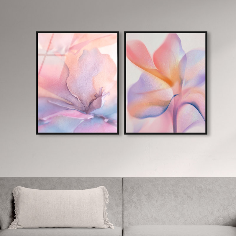 Watercolor Petals Set High-Gloss Frameless Acrylic Glass Wall Art Abstract Print by Oliver Gal, Ready to Hang, 16 x 20
