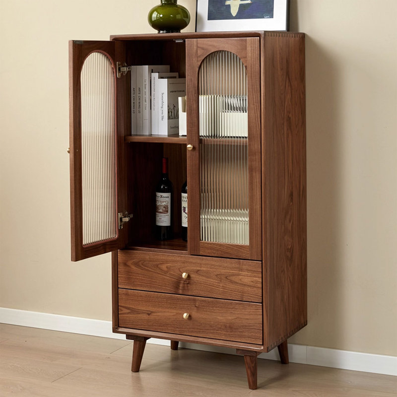 Japanese Style Double Door Glass Accent Cabinet, 51.18" H x 31.5" W x 15.75" D