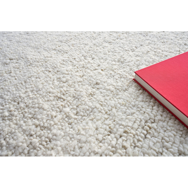 Borelli Hand Loomed Wool Area Rug in Ivory, Rectangle 9' x 12'