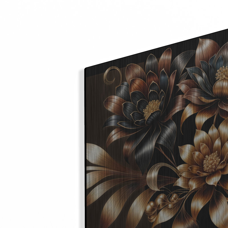 «Gold Flowers» par Rey Klimt, art mural en métal, H 12 po x l 16 po