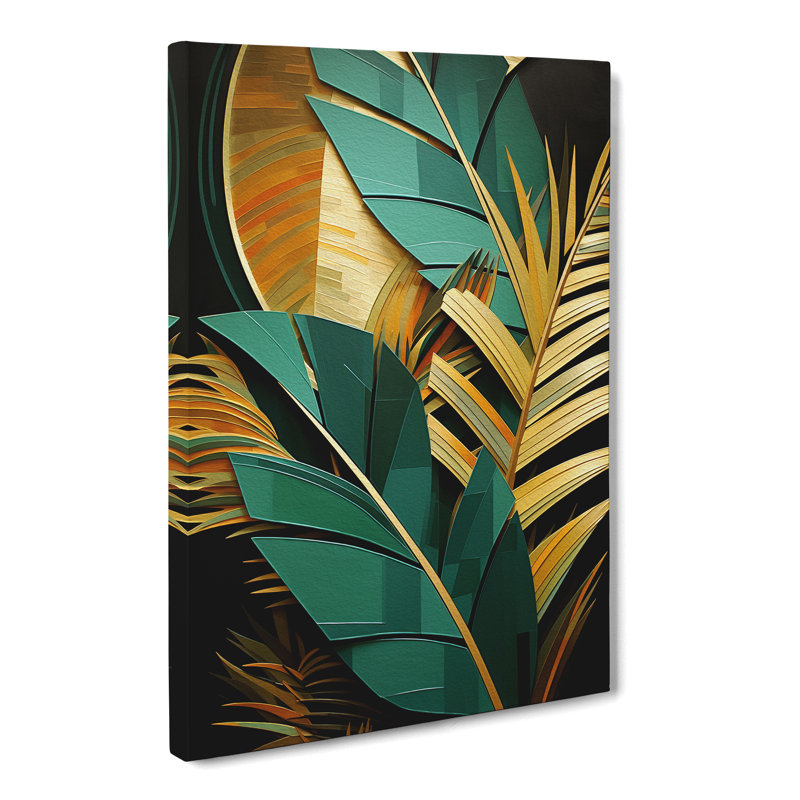 Palm Leaf Constructivism - Wrapped Canvas Print, 50cm H x 35cm W x 3cm D