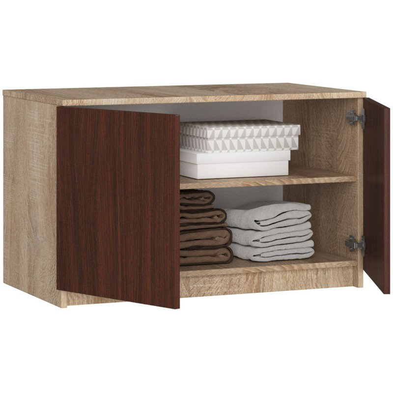 Alexiyana 2 -Door Rectangle Accent Cabinet, Oak Sonoma/Walnut