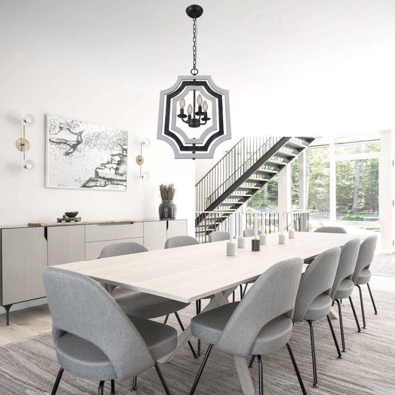 Lustre géométrique 4 lumières Aurore, Blanc