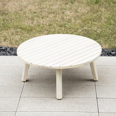 27.56" Round Acacia Wood Outdoor Coffee Table