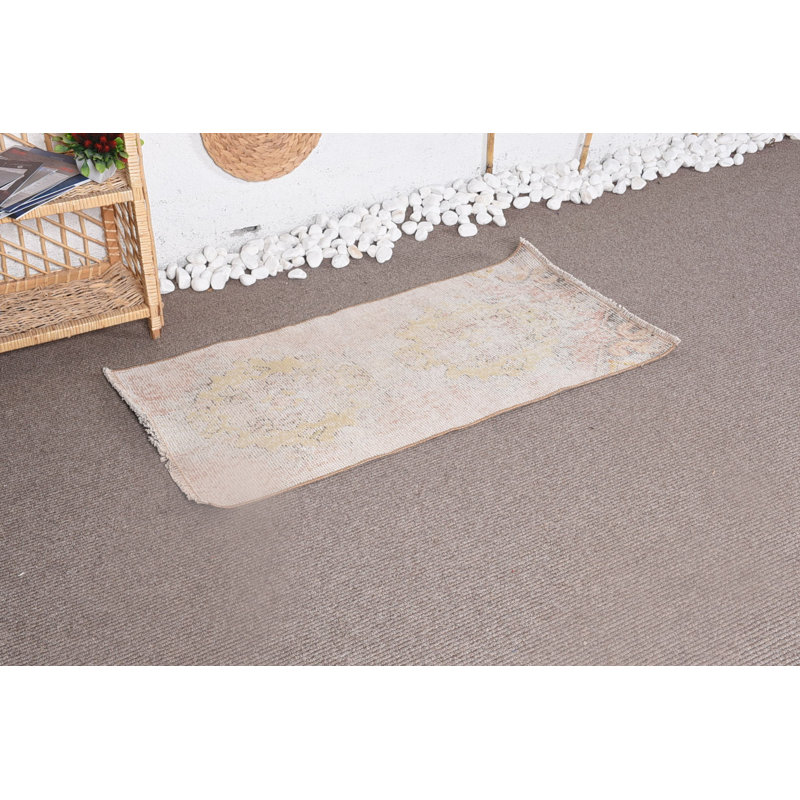 Petits tapis 1,9 x 3,9 pi, tapis de décoration intérieure, tapis rétro, tapis de cuisine, tapis bohème beige, tapis turc