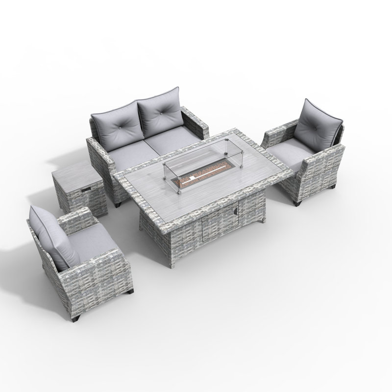 Wicker 4 - Person Patio Conversation Set with Cushions