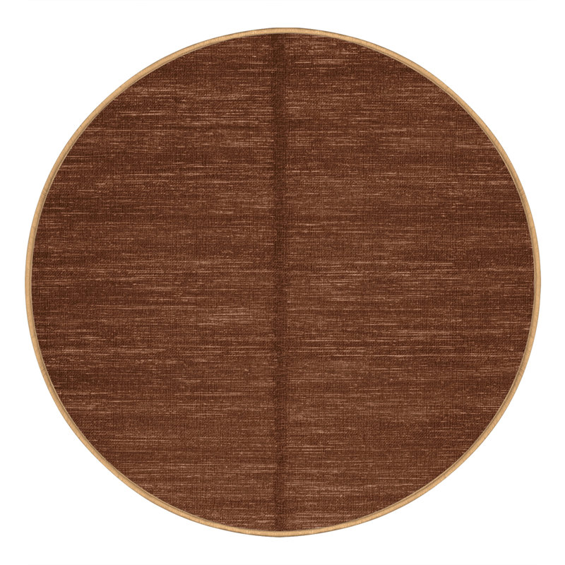 Machine Washable Solid Brown Area Rug, Round 4'