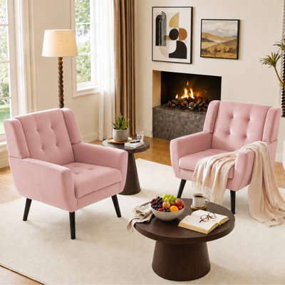 Ensemble de 2 fauteuils capitonnés rembourrés à dossier large