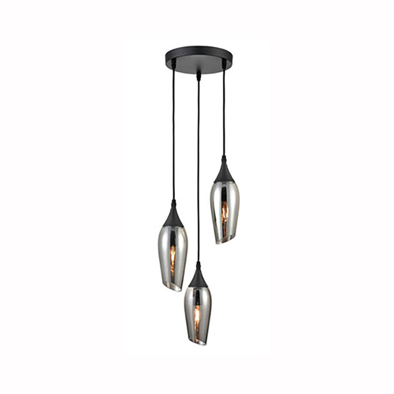 Corbin 3 - Light Black Cluster Pendant, Smoked