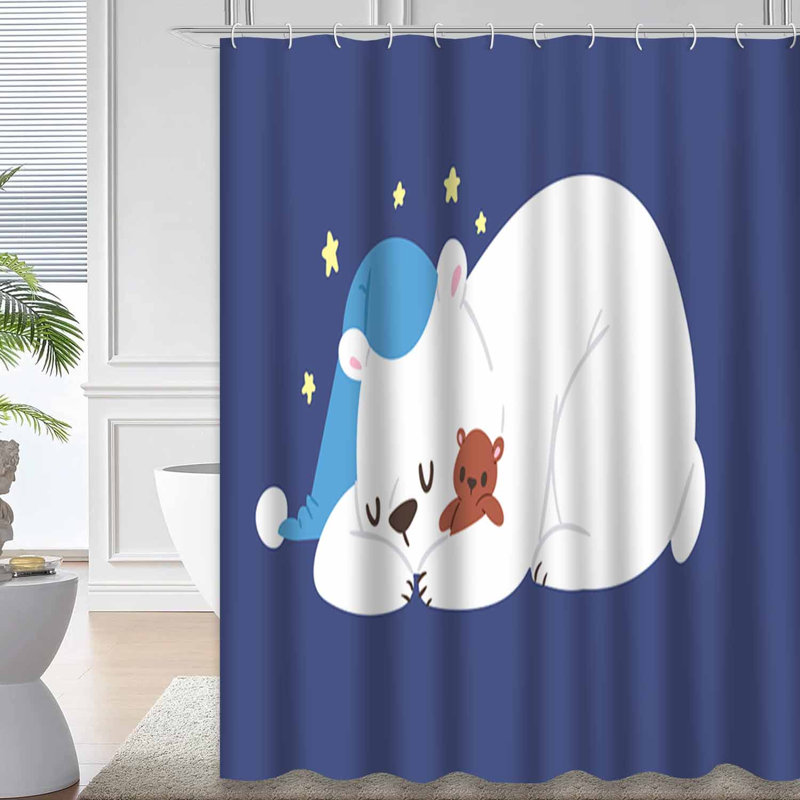 Rideau de douche bleu imperméable, rideaux de douche pour la salle de bain avec 12 crochets, 72" L x 72" W