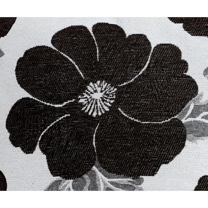 Darionte Poppy Chenille Cushion Cover with Filler Pad, Black, 45 cmH x 45 cmW