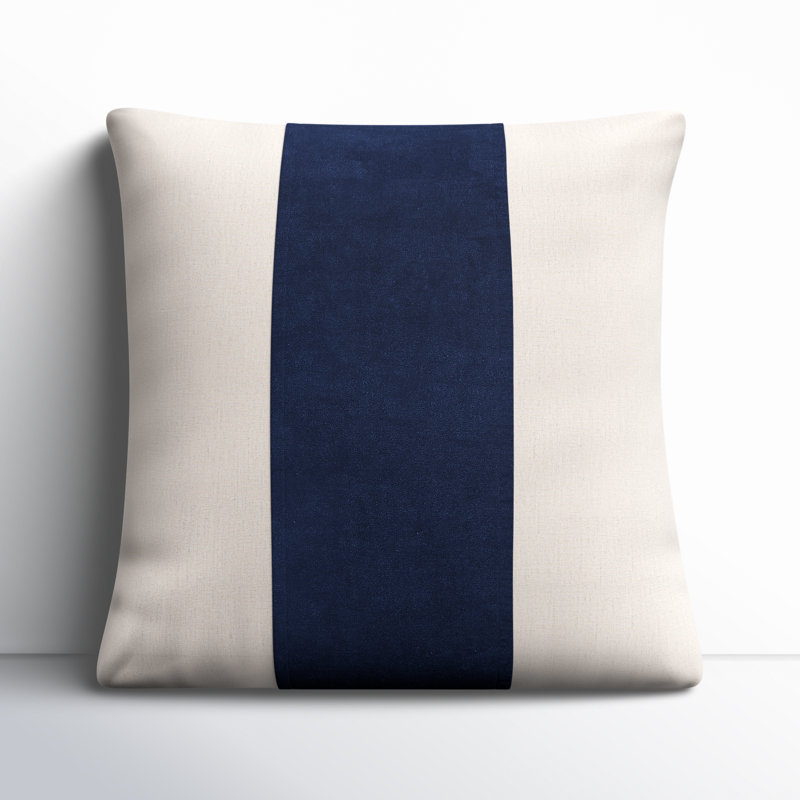 Housse de coussin Kat, 18 po x 18 po, Bleu marine / Ivoire, Inférieur