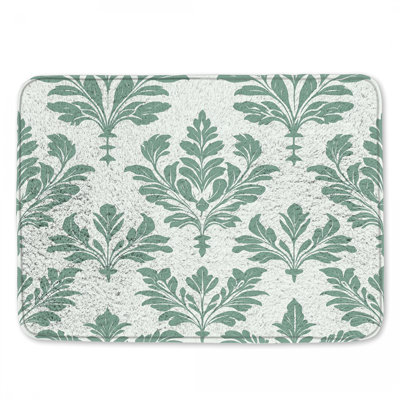 Green Leafy Damask Bath Mat