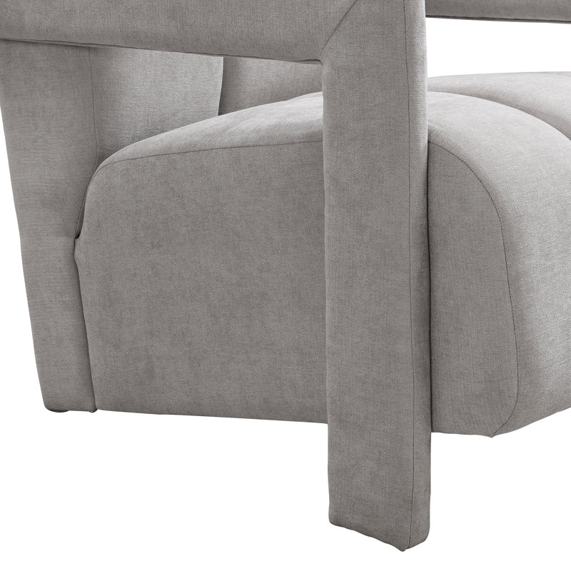 Fauteuil de loisir moderne 26,3 po avec accoudoirs en forme de L, tissu en polyester pour salon, Gris