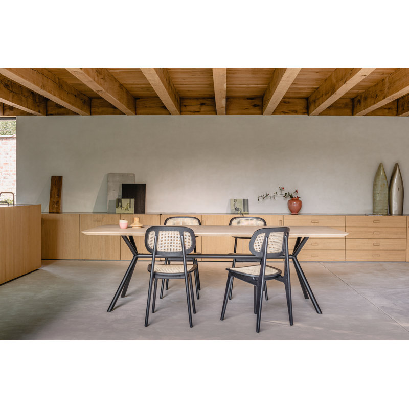 Titus Outdoor Dining Side Chair, Black/Oak