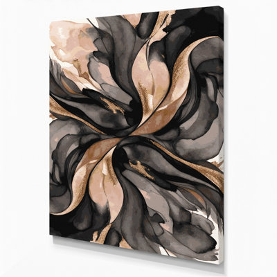 Aquarelle abstraite, art mural noir sur toile 91