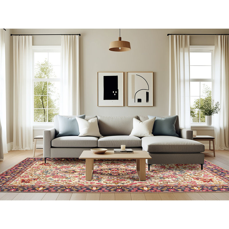 Tapis oriental beige, Rectangle 6 pi x 9 pi