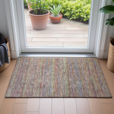 Machine Washable Indoor/Outdoor Oden ACN2148 Striped Rug