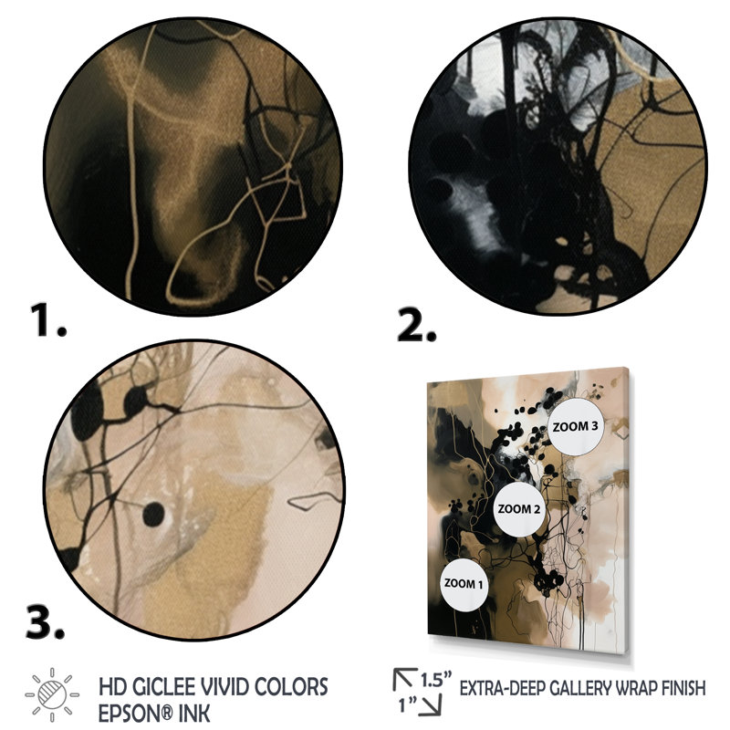 Art mural abstrait sur toile, chaos noir moderne - Chaos noir IV, L 16 po x H 32 po, Cadre flottant noir
